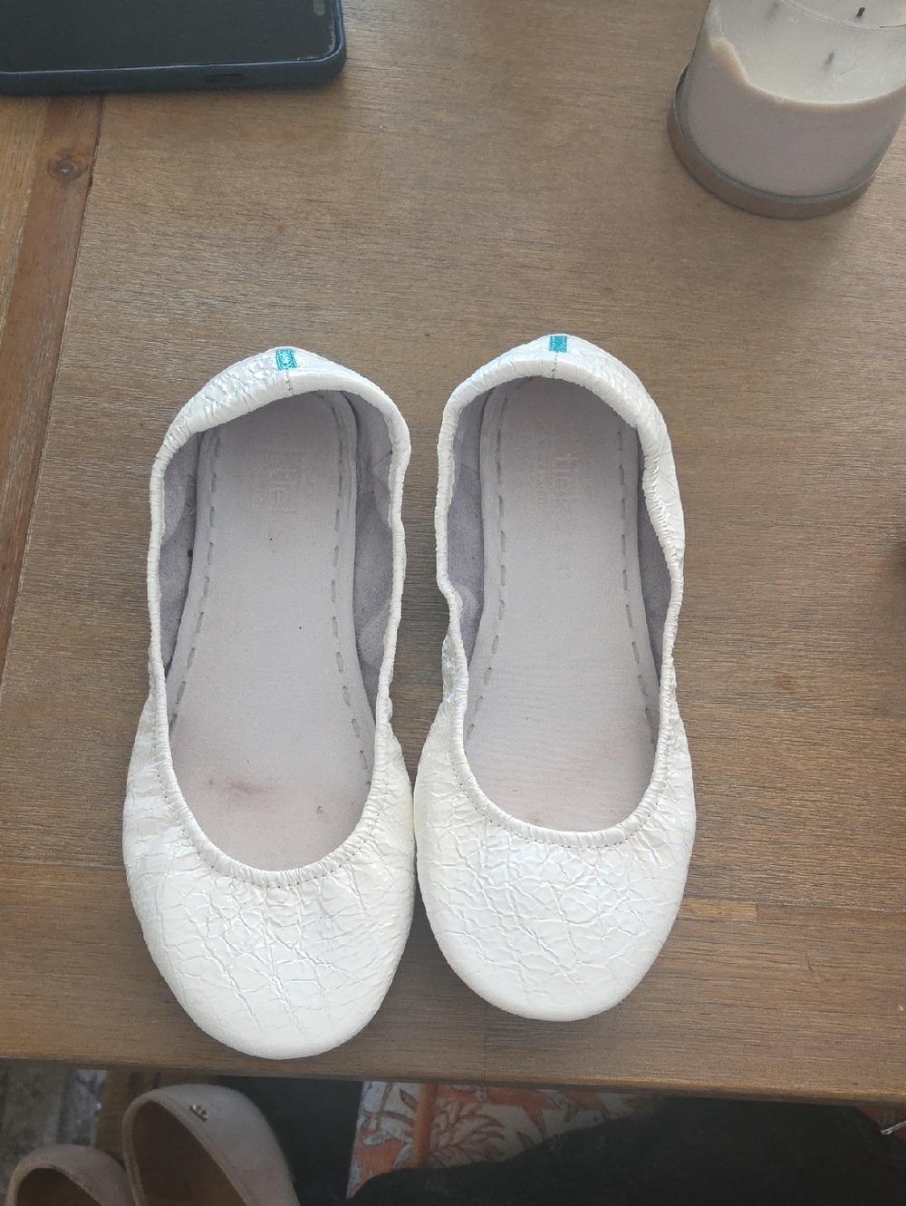 White Textured Ballet Flats